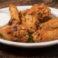 Buffalo Wings (6 Pc.) · With blue cheese dressing.
