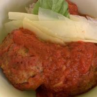 Meatballs · Tomato sauce, Parmigiano.