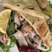 Di Mare Salad · Calamari, octopus, shrimp, celery, white wine vinegar and extra virgin olive oil.