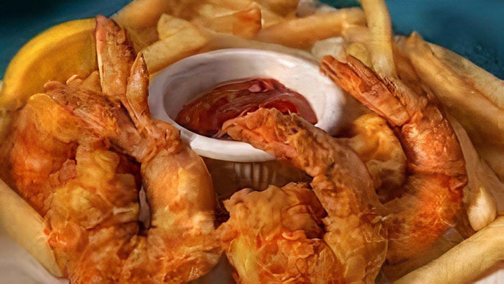 Shrimp And Chips · Eight shrimp with seasoned fries.