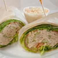 Tuna Salad Wrap · Served with lettuce and tomato.