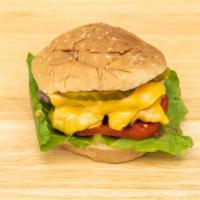 Crave Burger · Double cheeseburger, lettuce, tomato, onion, pickles, mayo, ketchup, mustard.