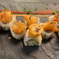 Yuzu Shrimp Tempura Roll · Spicy yuzu kosho aioli, asparagus, avocado, serrano pepper.