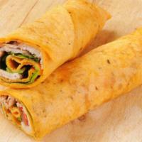 Broadway Wrap · Tasty wrap made with slices of honey turkey, juicy bacon, lettuce, tomatoes, and mayonnaise....