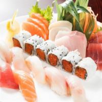 Sushi & Sashimi Combination · 10 pieces sashimi, six pieces sushi and one spicy tuna roll.