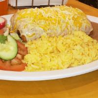 Chimichangas · Chimichanga is a deep-fried burrito. Served with rice, refried beans, and salad