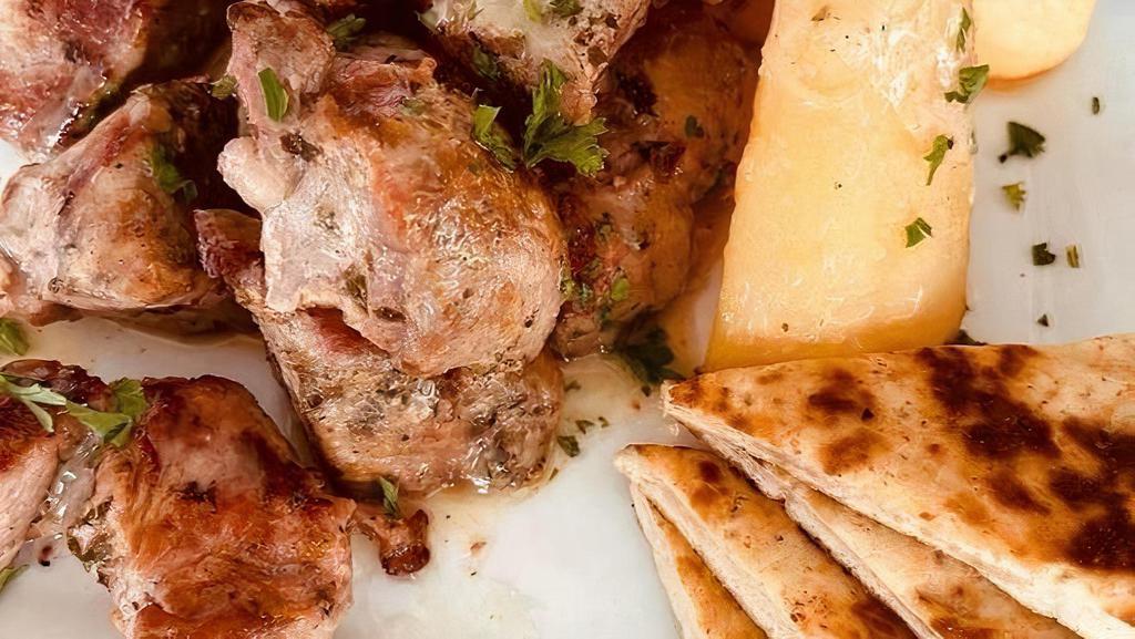 Pork Souvlaki Platter · Served with your choice of side and a side salad