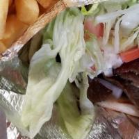 Gyro Platter · Served with Greek salad with dressing on the side.