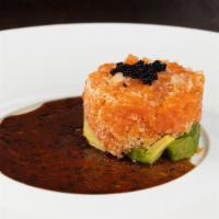 Spicy Salmon Tartar · Chopped salmon with special sauce.