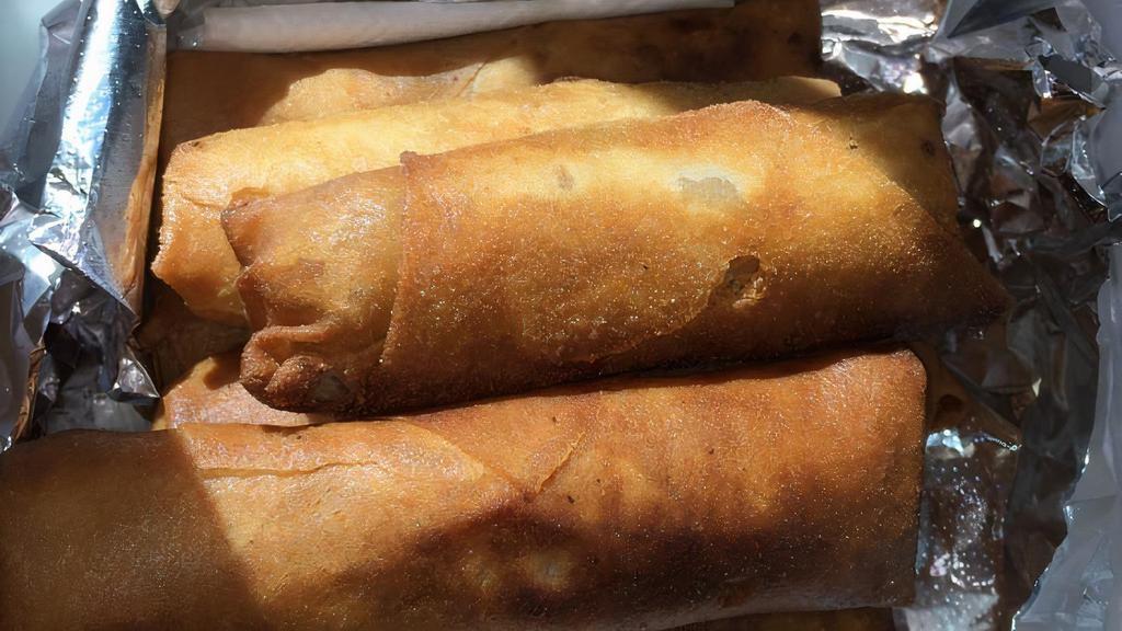 Pastele Lumpia · Pork-filled lumpia. Pork is from the Pastele.