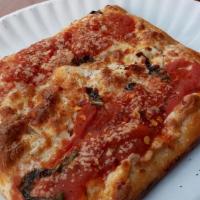 Grandma Sicilian Thin Crust Pizza · Favorite. Fresh mozzarella cheese, plum tomatoes, basil and garlic.