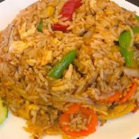 Kao Pad Graprow · Fried rice, onions, string beans, bell pepper, basil, bamboo shoots and egg.