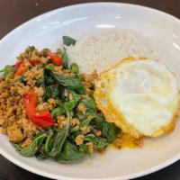 Krapow Sub Over Rice · Spicy. With chili, garlic and basil leave over rice. fried egg on top