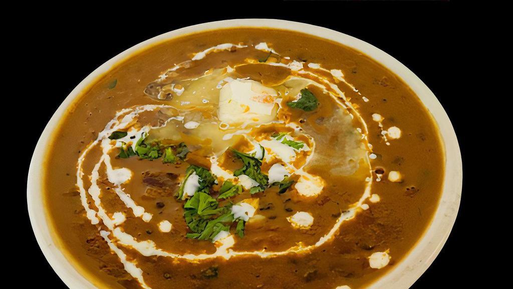 M2 Dal Makhani · Creamed lentils seasoned with ginger, garlic, onion & tomatoes, garnished with fresh cilantro