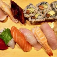 Sushi Jo · Tuna, yellowtail, salmon, white tuna, red crab, squid, shrimp, eel, fluke, salmon avocado roll