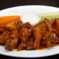 Buffalo Wings · Served with celery, carrots & bleu cheese.