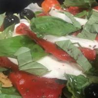 Fresh Mozzarella · Roasted peppers & fresh basil.