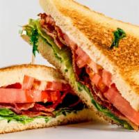 Blt  Sandwich · Choice of White/Wheat/9 Grain Bread, Bacon, Tomato, Lettuce, Butter, Home made Mayo