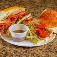 Chicken Tuscany Sandwich · Fresh chicken cutlet, with mozzarella, romaine lettuce, Tomato, roasted red peppers and bals...