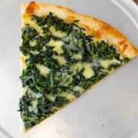 Spinach Pizza · Baby spinach leaves, ricotta cheese, and parmesan cheese.