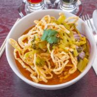Khao Soi  · Try our *NEW* Northern Thai style Curry Noodle Soup. Contains : Noodles, Pickled greens, Bea...