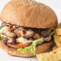 Teriyaki Chicken Hamburger · Teriyaki sauce smothered on sizzling charcoal grilled chicken patty burger.