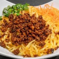 Impossible Dan Dan Noodles · Spicy minced Impossible Meat over peanut sauced noodles! Yum : )