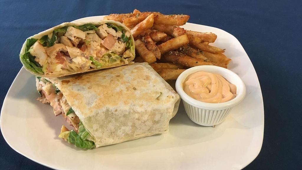 Spicy Chicken Wrap · Lettuce, grilled chicken, blue cheese dressing and hot sauce.
