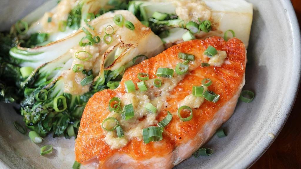 Scottish Salmon · Bok Choy, Ginger-Scallion Sauce