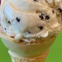 Cannoli Ice Cream · Mascarpone flavored ice cream with chocolate chips and bits of shell.