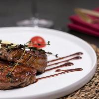 Ribeye Steak · Yakiniku port wine reduction. 
Grilled half lobster (supplement $18)