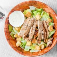 Grilled Chicken Caesar Salad · Served mixed with homemade Caesar dressing.