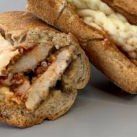 Chicken Parm Sandwich · Chicken breaded with whole wheat bread crumbs, low-fat. mozzarella cheese, and homemade toma...