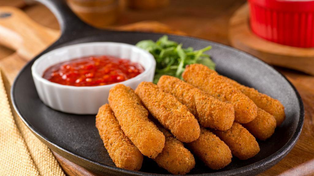 Mozzarella Sticks · 5 pieces of Melted mozzarella cheese sticks battered and fried to perfection. Served with celery and carrots.