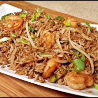 Shrimp Fried Rice虾炒饭 · onions， shallots