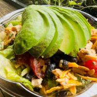 Tex Mex · Romaine lettuce, mixed greens, avocado, black beans, cherry tomatoes, bell peppers, tortilla...