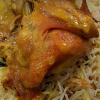Roasted Chicken · 1/2 roasted chicken seasoned with special mixed seasoning. Served with rice.
