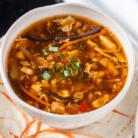 Hot & Sour Soup · Hot and spicy. Ask for Mild, Medium or Very Hot.
