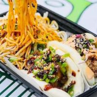 2 Baos And Sesame Noodles · Your choice of 2 baos served with sesame noodles.