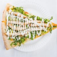Chicken Caesar Salad Pizza Slice · Most popular. Romaine, lettuce and sliced chicken topped with Caesar dressing.