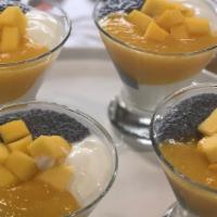 Mango Two-Ways · Greek Yogurt, Coconut House Chai Pudding, Mango Compote and Fresh Chopped Mango with Maple S...