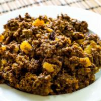 Picadillo (Ground Beef Cuban Style) · Includes one rice choice and one side dish of your choice.