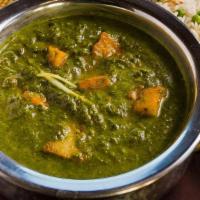 Aloo Saag · Spiced potatoes with creamy pureed spinach