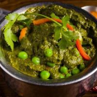 Sabji Saag Malai · Curried mixed vegetables with pureed spinach and ginger