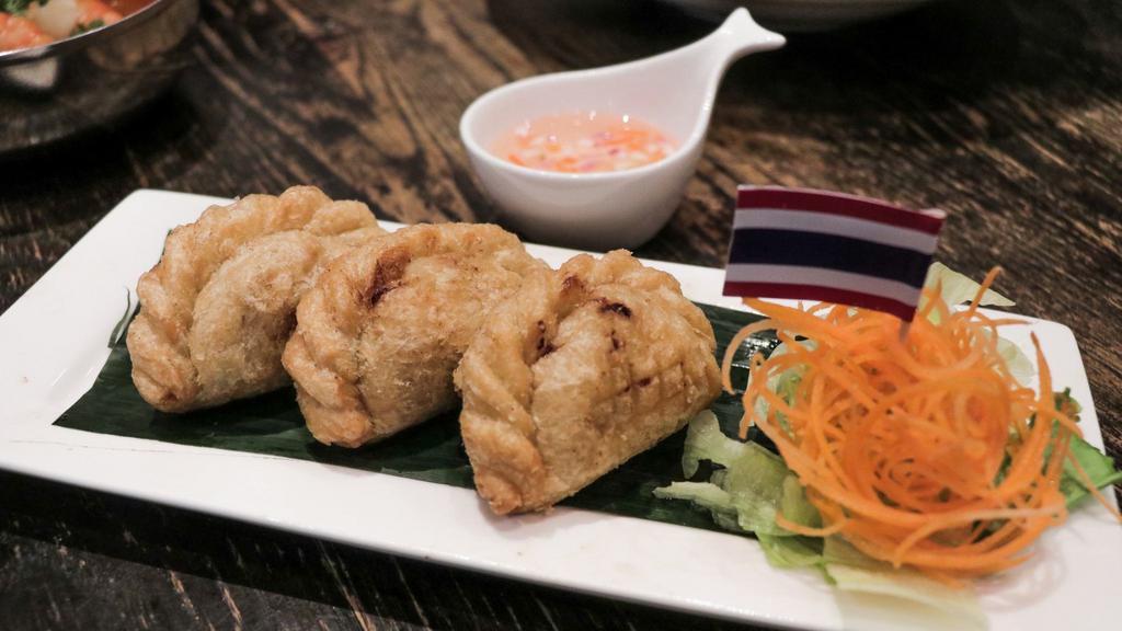 Curry Puff (3 Pieces) · Ground chicken, potato, onion, curry powder. Served with cucumber sauce.