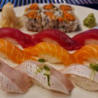 Tri-Color Sushi · 9 pcs tuna, salmon, yellowtail, and spicy tuna roll