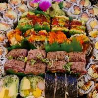 Roll Platter B · Alaska-2, Salmon Avocado-2, Futomaki, Eel Cucumber, Mango Shrimp, Ganbino Roll, Dragon Roll,...
