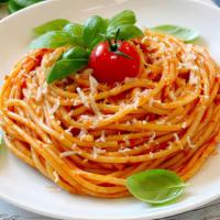 Spaghetti Alla Vodka · Spaghetti style pasta beaded with famous vodka sauce.