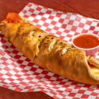 Pepperoni Stromboli · Rolled turnover.