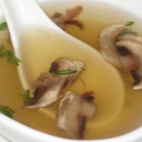 Clear Soup · Scallion, mushroom, dried onions in clear broth